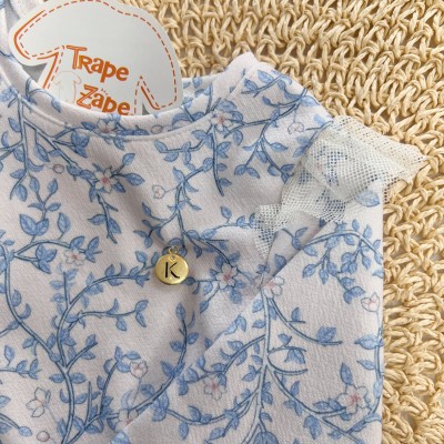 Conj. Blusa Manga Longa Floral e Calça Anarruga - Azul